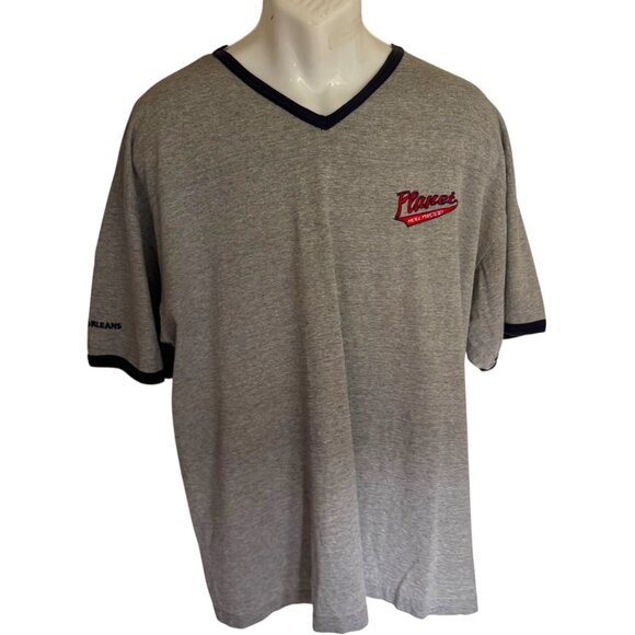 Vintage 90s Planet Hollywood New Orleans T-Shirt XL – Made in USA – V-Neck Ringe - Picture 9 of 11